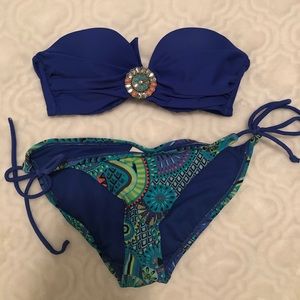 Blue bathing suit top and bottom